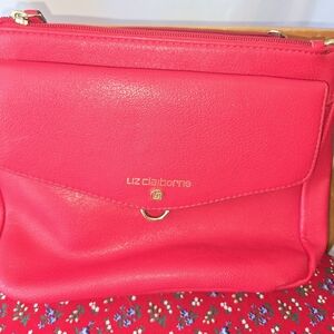 Liz Claiborne Red Crossbody Bag with Rhinestone Embellishments